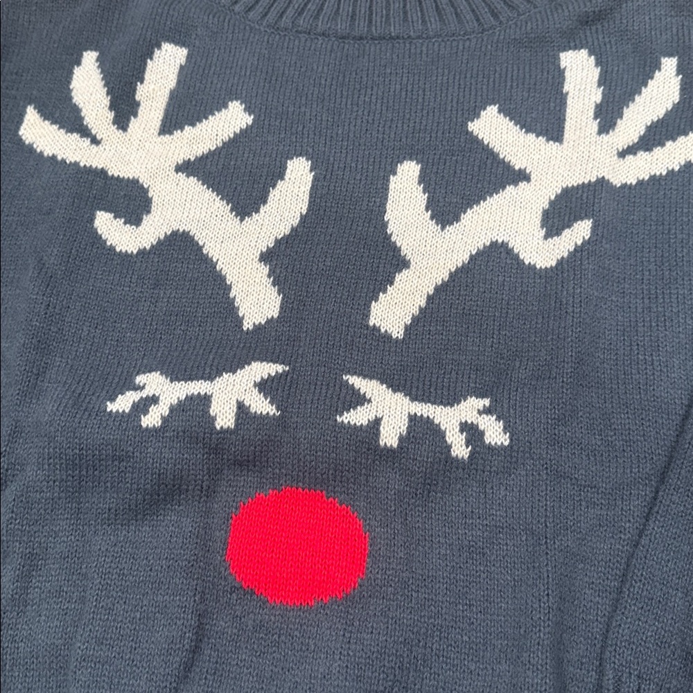 Red nosed Reindeer Christmas Sweater Glistening Antlers - Picture 12 of 15